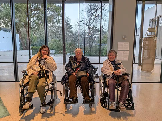tres senhoras de cadeiras de rodas